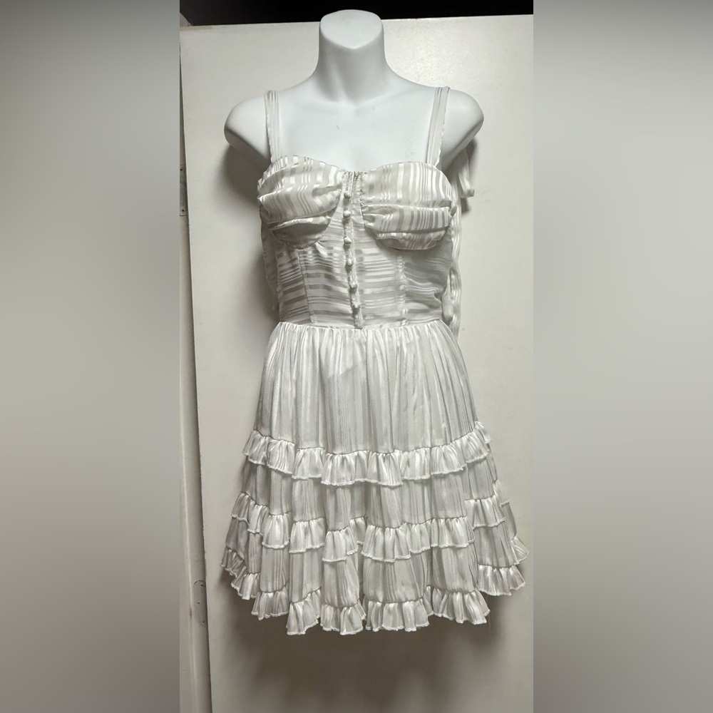 Cider White Ruffled Sleeveless Dress Size XS